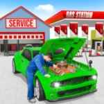 gas station car mechanic sim android application logo